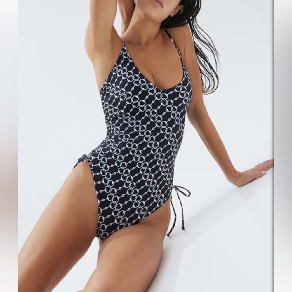 Blue & white Chain Print Swimsuit